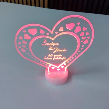 LED izgaismota plāksnīte, personalizēta