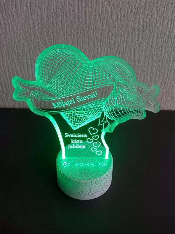 LED izgaismota plāksnīte, personalizēta