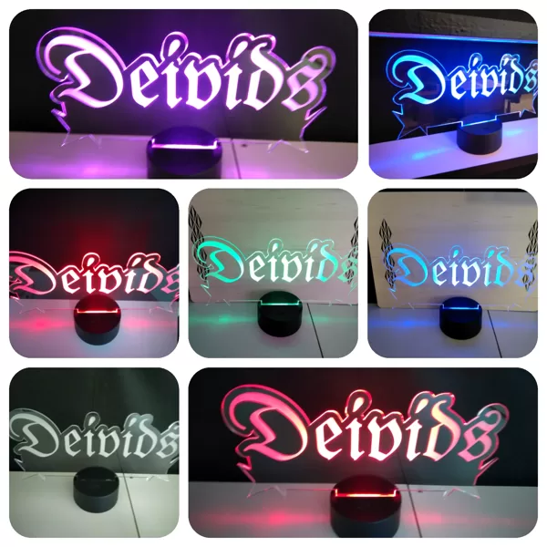 LED izgaismota plāksnīte, personalizēta